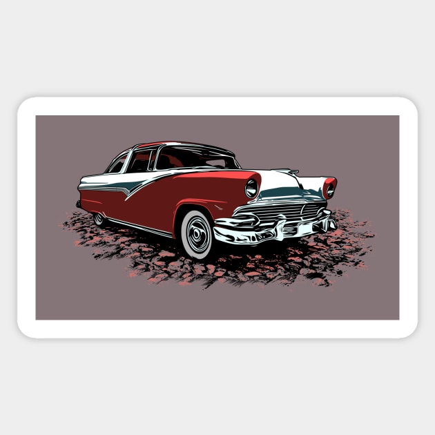 56 Ford Crown Victoria Unisex, 1956 red and white Crown Vic Sticker by ZoeysGarage